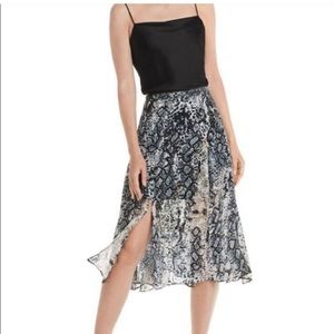 Alice + Olivia Snake printed silk combo skirt size 8